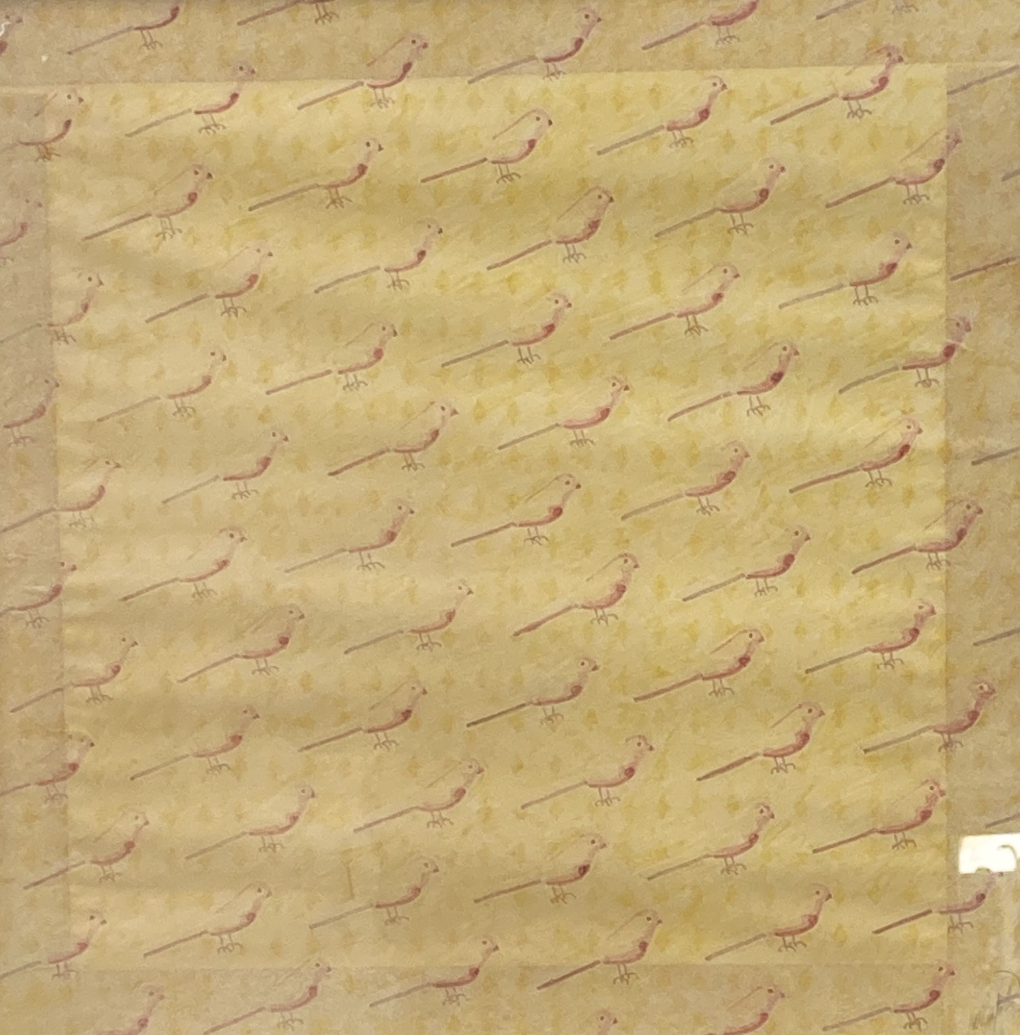 Modern British, watercolour on paper, Bird pattern fabric design, indistinctly signed, 30 x 30cm